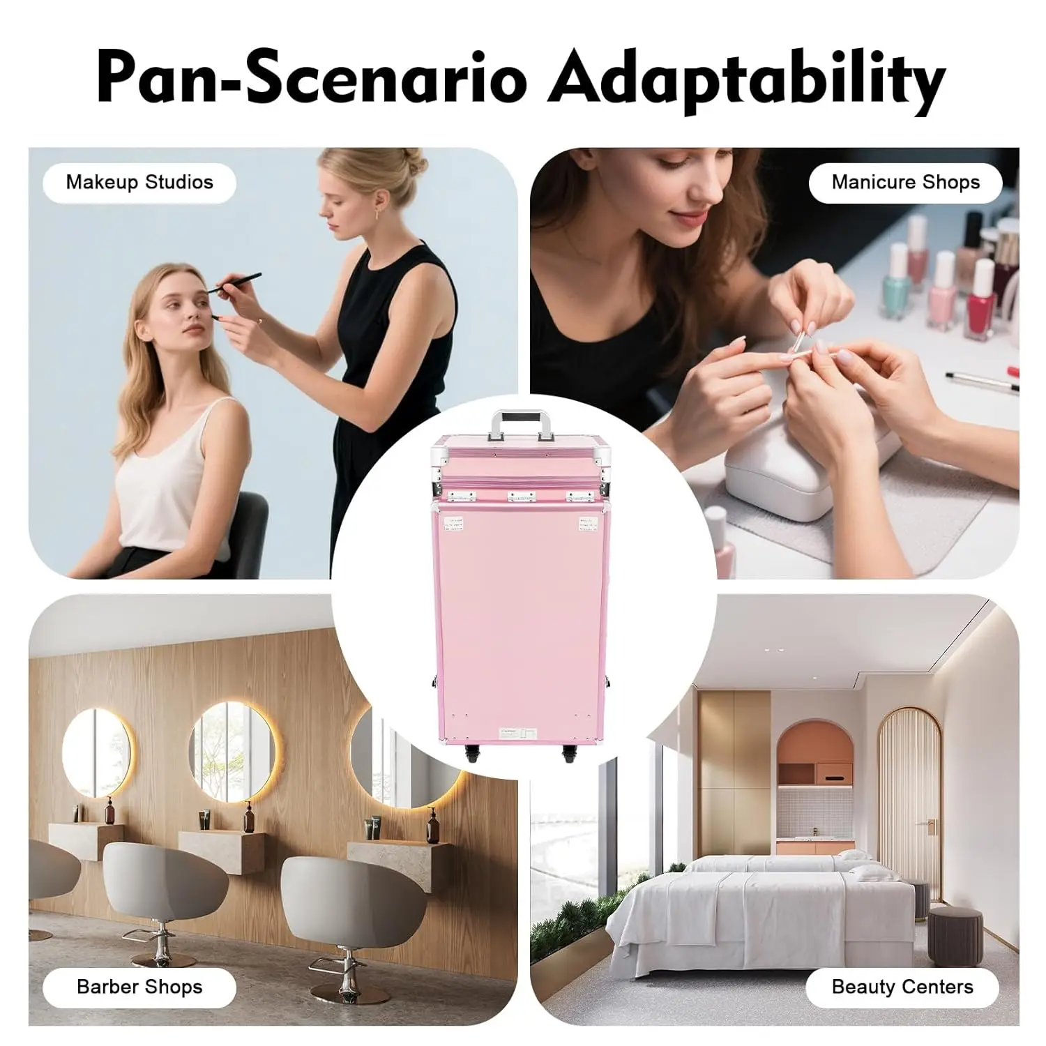 Portable Rolling Manicure Table for Nail Teach w/Audio, Professional Makeup Storage Manicure Dressing Table with, Customized
