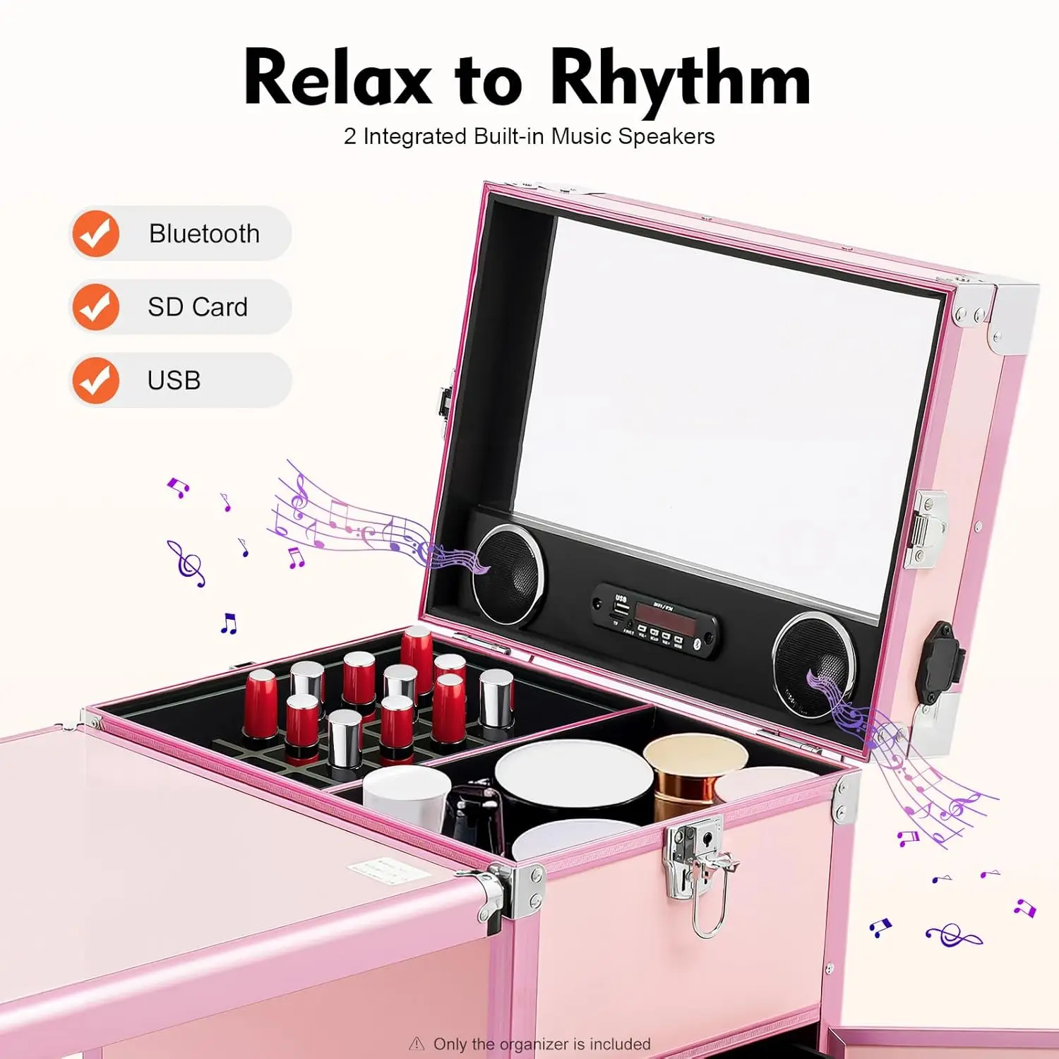 Portable Rolling Manicure Table for Nail Teach w/Audio, Professional Makeup Storage Manicure Dressing Table with, Customized