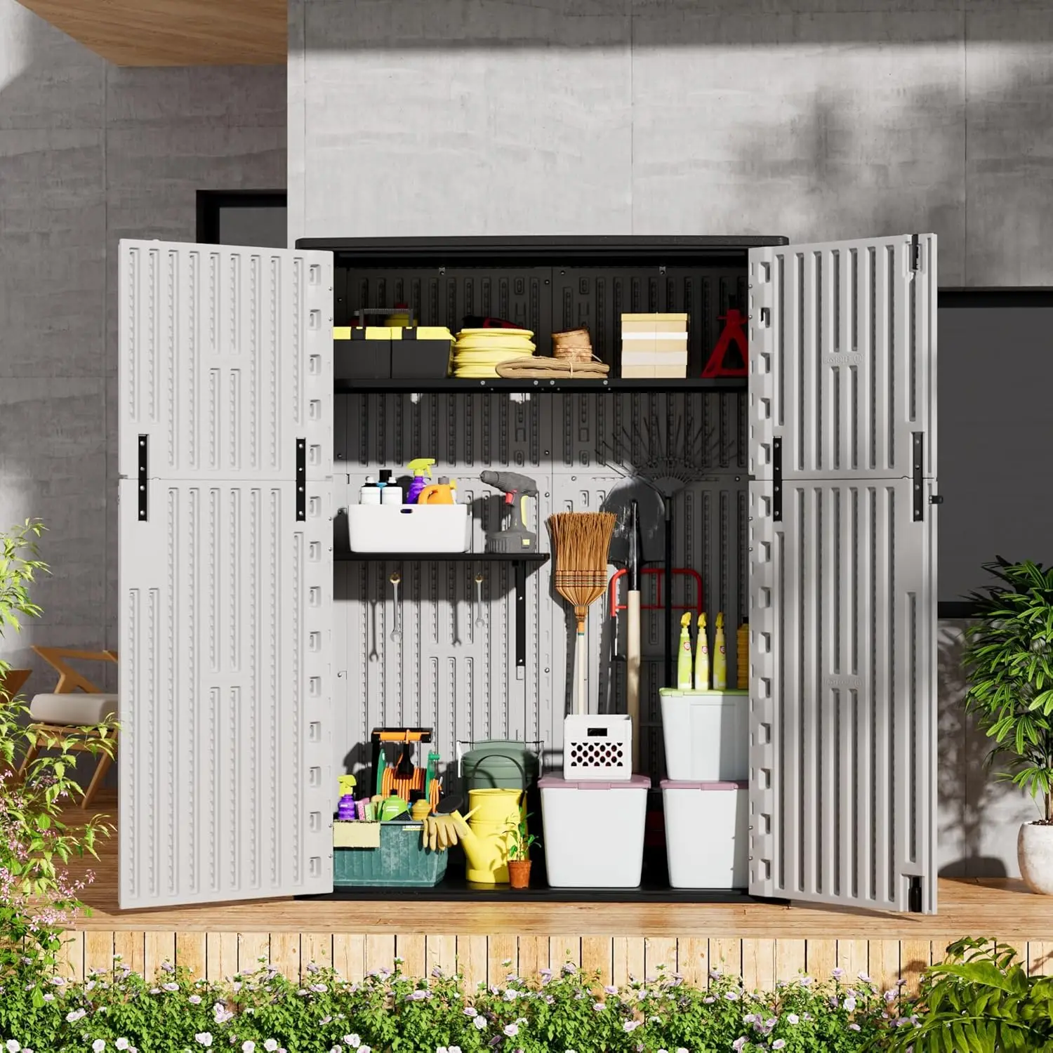 Outdoor Storage Shed Waterproof,Resin Storage Sheds Outdoor with Floor,Outdoor Storage Cabinet for Garage Storage,, Customized