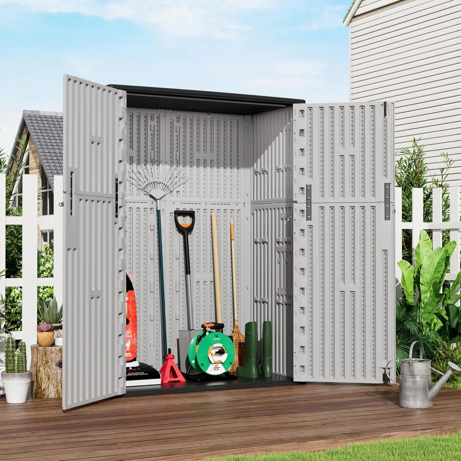 Outdoor Storage Shed Waterproof,Resin Storage Sheds Outdoor with Floor,Outdoor Storage Cabinet for Garage Storage,, Customized