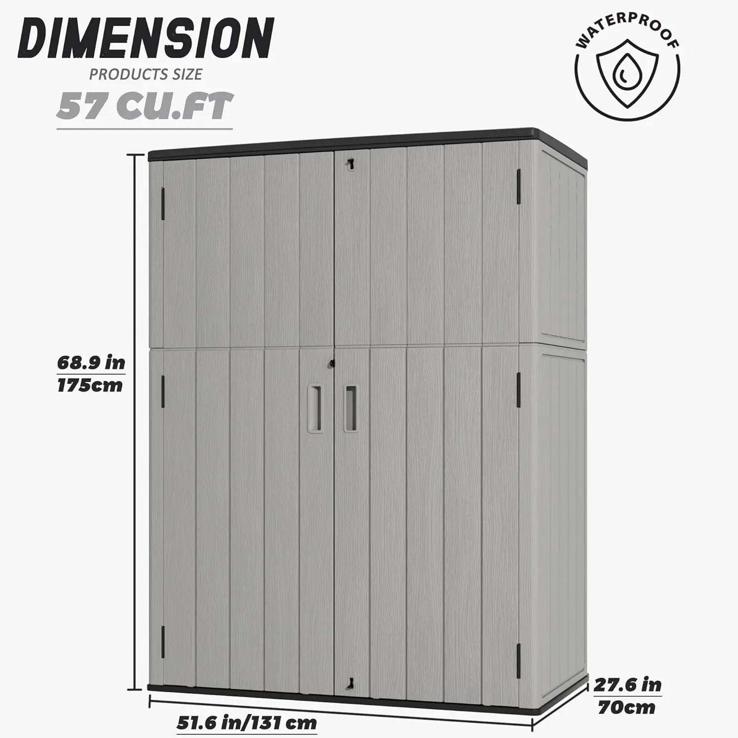 Outdoor Storage Shed Waterproof,Resin Storage Sheds Outdoor with Floor,Outdoor Storage Cabinet for Garage Storage,, Customized