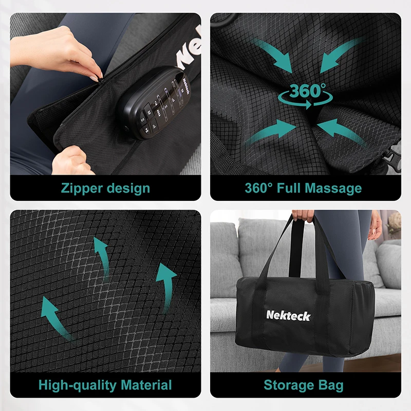 Nekteck 1 Pcs Air Pressure Leg Massager Cordless Foot Massage Boots Kneading Squeeze Deep Relaxation Calf with Storage Bag