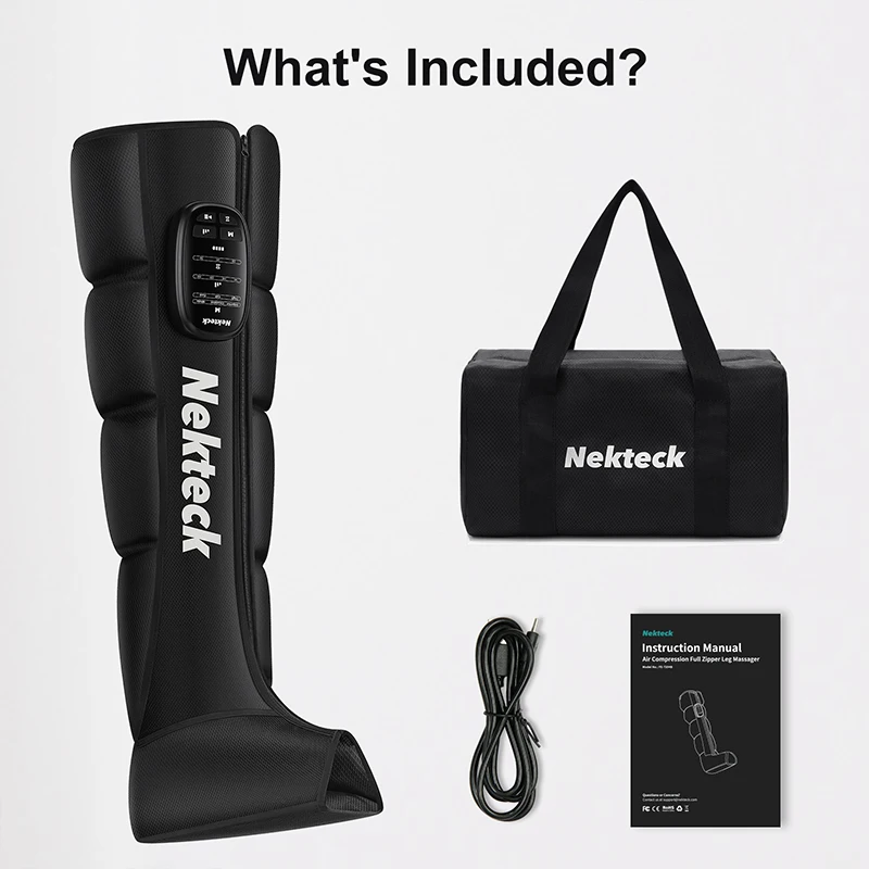 Nekteck 1 Pcs Air Pressure Leg Massager Cordless Foot Massage Boots Kneading Squeeze Deep Relaxation Calf with Storage Bag