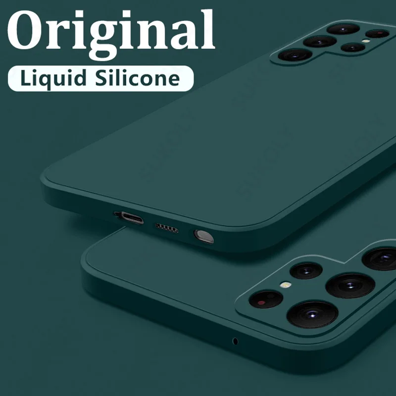 Case For Samsung Galaxy S26 S24 S23 S22 S25 Ultra S24 FE A57 A56 A55 A16 A17 5G S25 Edge Shockproof Liquid Silicone Phone Cover