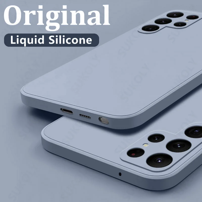 Case For Samsung Galaxy S26 S24 S23 S22 S25 Ultra S24 FE A57 A56 A55 A16 A17 5G S25 Edge Shockproof Liquid Silicone Phone Cover