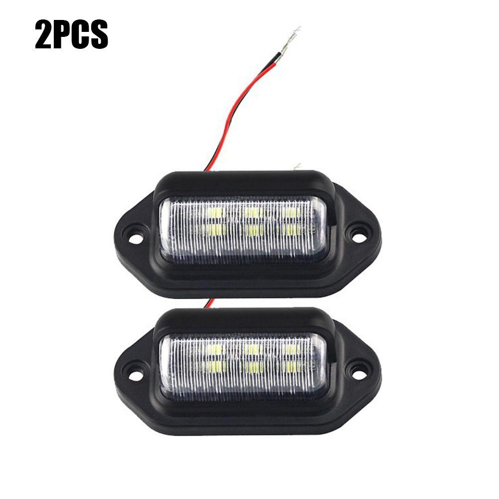 2PCS 6 LED Car License Number Plate Light For SUV Truck Trailer Van Tag Step Lamp White Bulbs Car Products License Plate Lights
