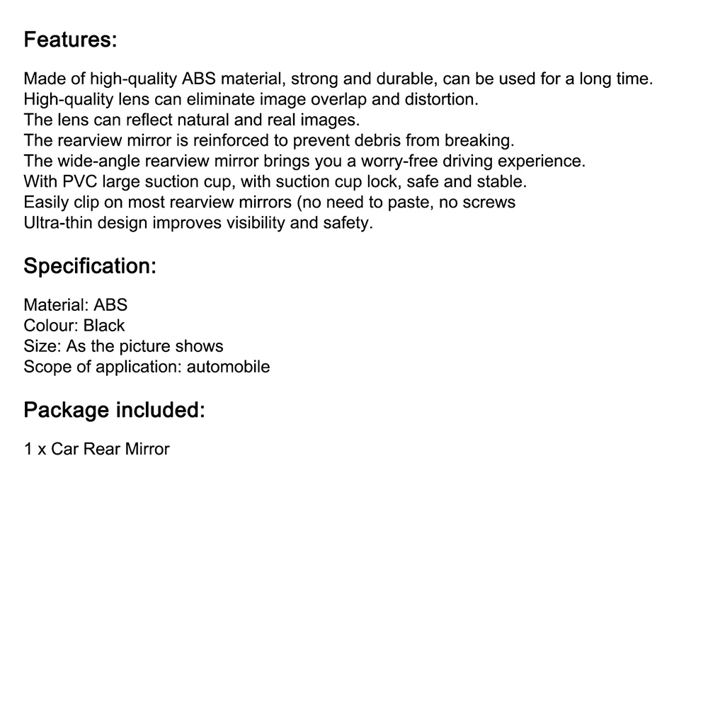Interior Rear View Mirror 360° Rotates Car Rear Mirror Wide-angle Rearview Mirror Adjustable Suction Cup Car-styling Universal
