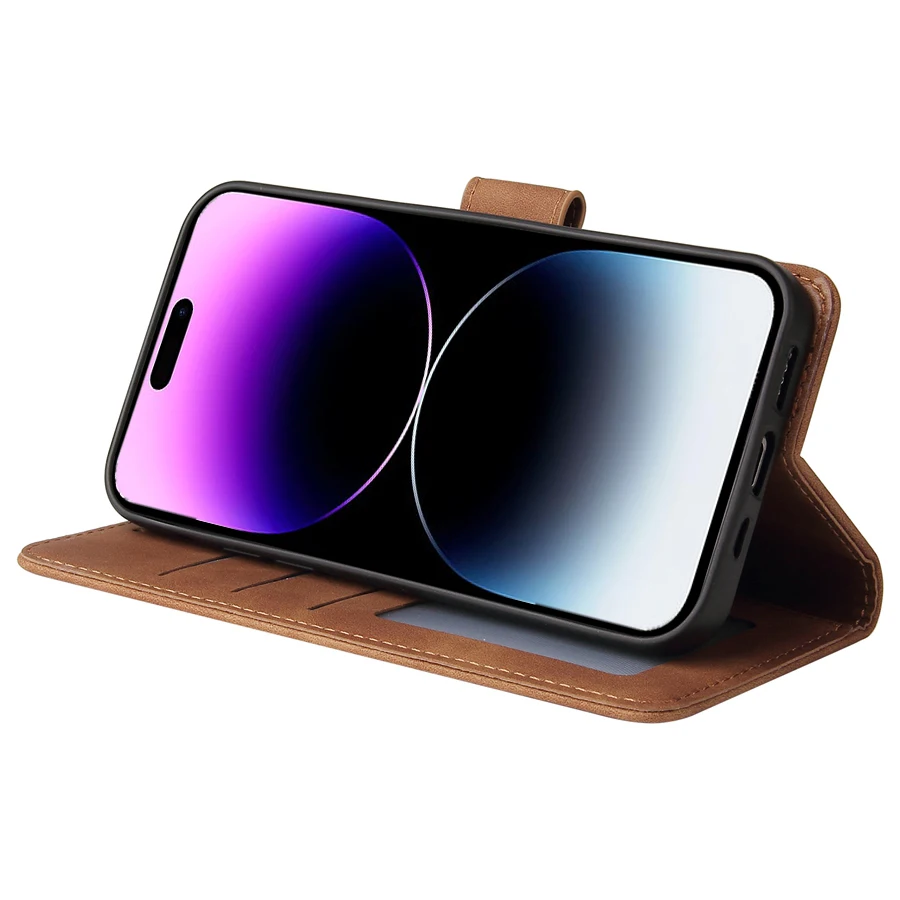 ZZXX Leather Wallet Phone Case For iPhone 17e 16 Pro Max 15 14 13 Mini 12 11 X XS XR SE2 8 7 6s Plus Flip Card Slot Holder Cover