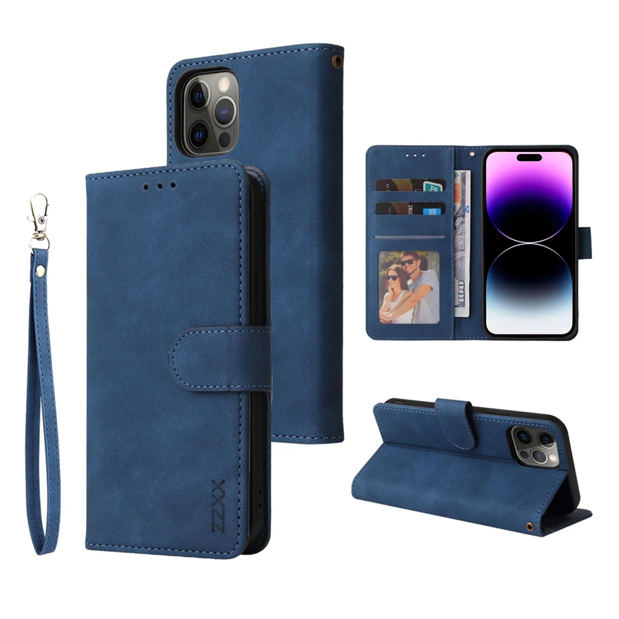 ZZXX Leather Wallet Phone Case For iPhone 17e 16 Pro Max 15 14 13 Mini 12 11 X XS XR SE2 8 7 6s Plus Flip Card Slot Holder Cover