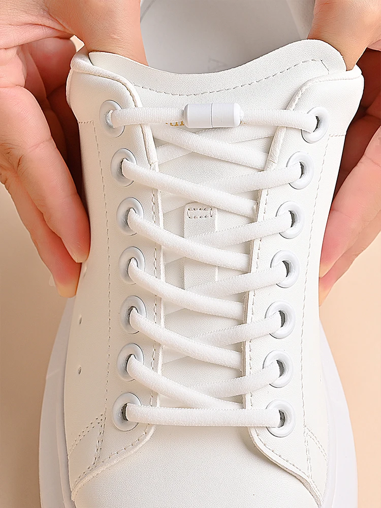 Elastic No Tie Shoelaces Semicircle Shoe Laces For Kids and Adult Sneakers Shoelace Quick Lazy Metal Lock Laces Shoe Strings