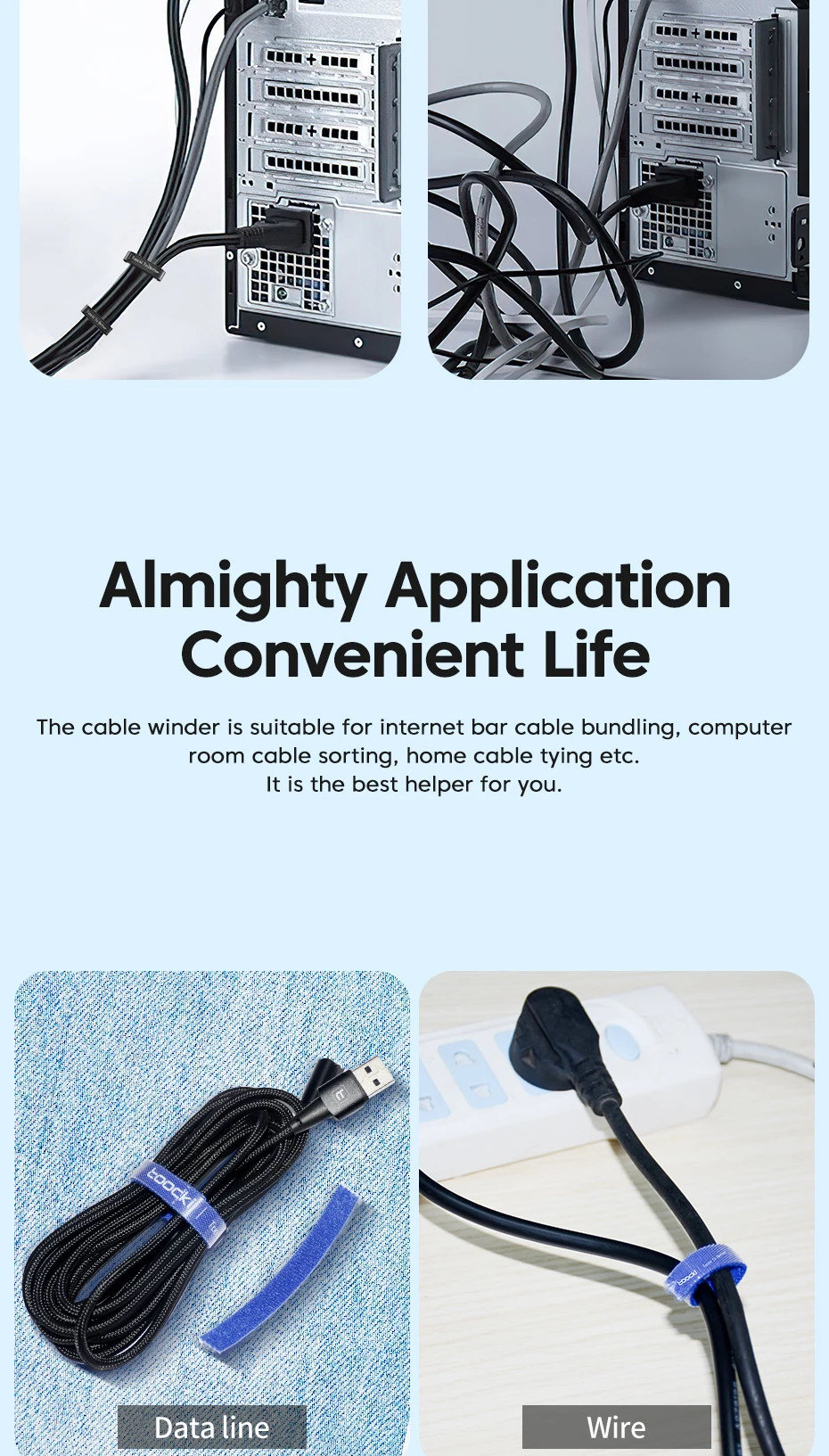 Toocki Cable Organizer Cable Management Tearable Organizador Cables Winder Ties Phone Accessories Wire Cord Organizer And Cables