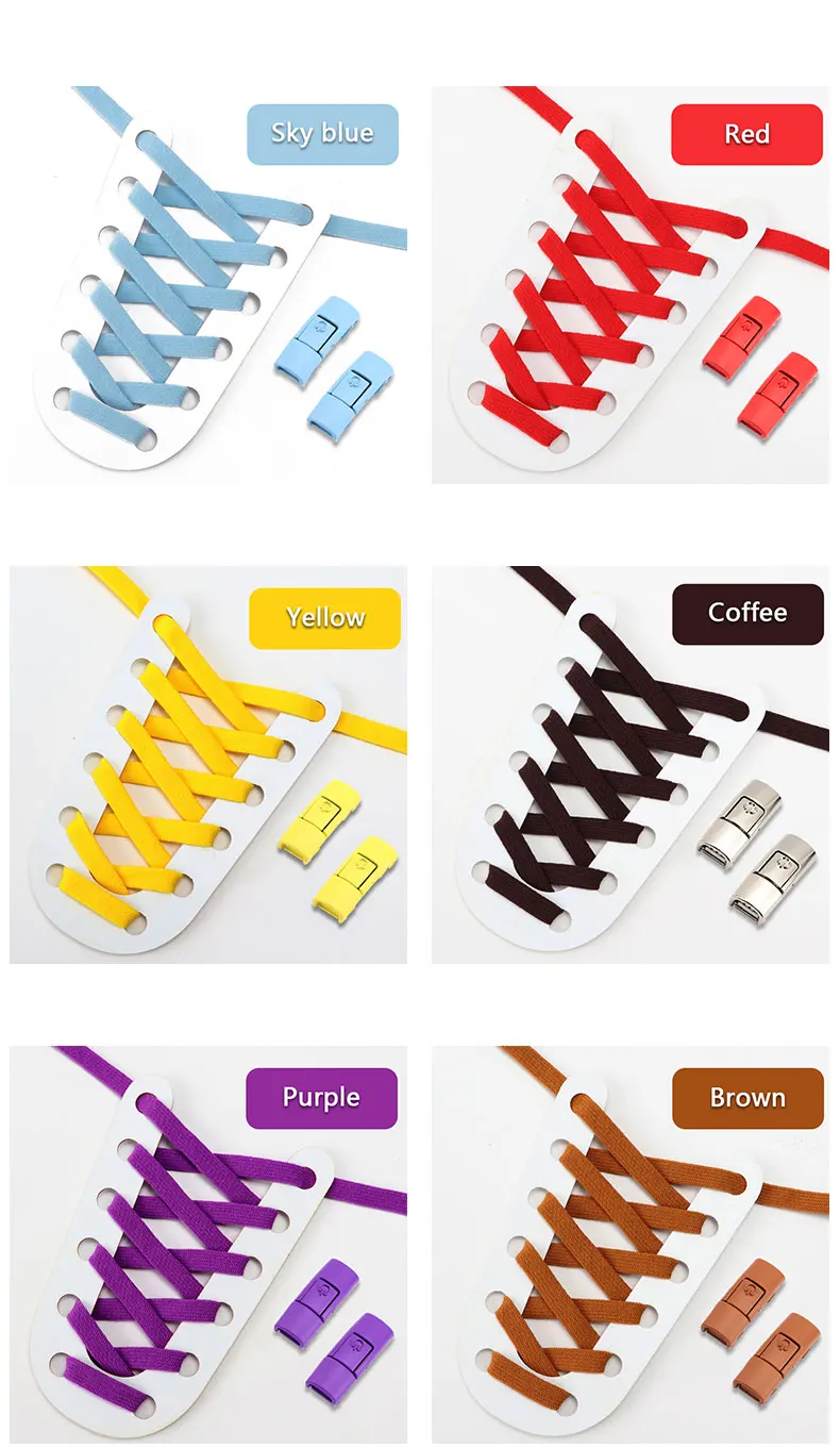 Press Lock Shoelaces Without ties Colorful Lock Elastic Laces Sneakers Kids Adult Flats No Tie Shoe laces for Shoes Accessories