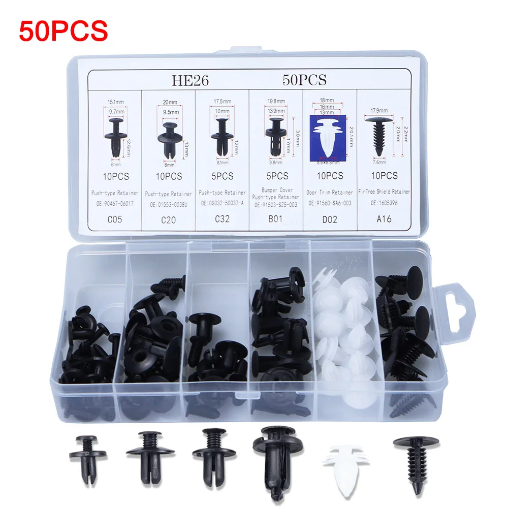 Auto Fastener Clip Mixed Car Body Push Retainer Pin Rivet Bumper Door Trim Panel Fastener Kit Car Clip 100/50 Box /Bag packaging