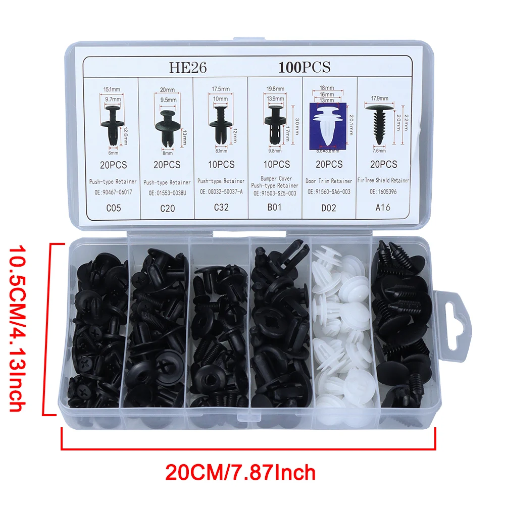 Auto Fastener Clip Mixed Car Body Push Retainer Pin Rivet Bumper Door Trim Panel Fastener Kit Car Clip 100/50 Box /Bag packaging