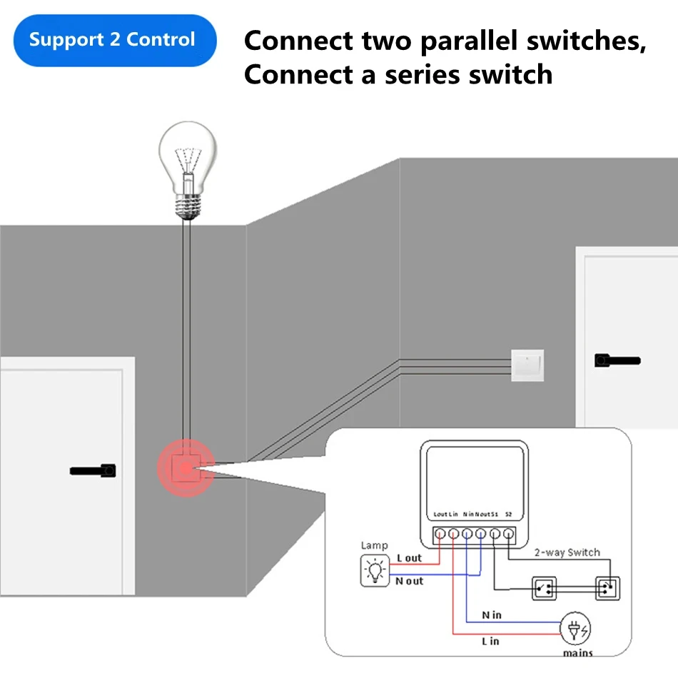 Mini DIY Smart Switch Work With Tuya WiFi Light Switch Module Need Neutral Wire 2 Ways Timer Wireless Breaker Alexa Google Home