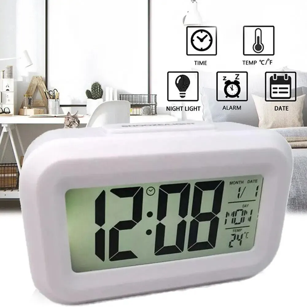 LED Digital Alarm Clock Backlight Snooze Data Time Calendar Desktop Multifunction Electronic Backlight Table Clock