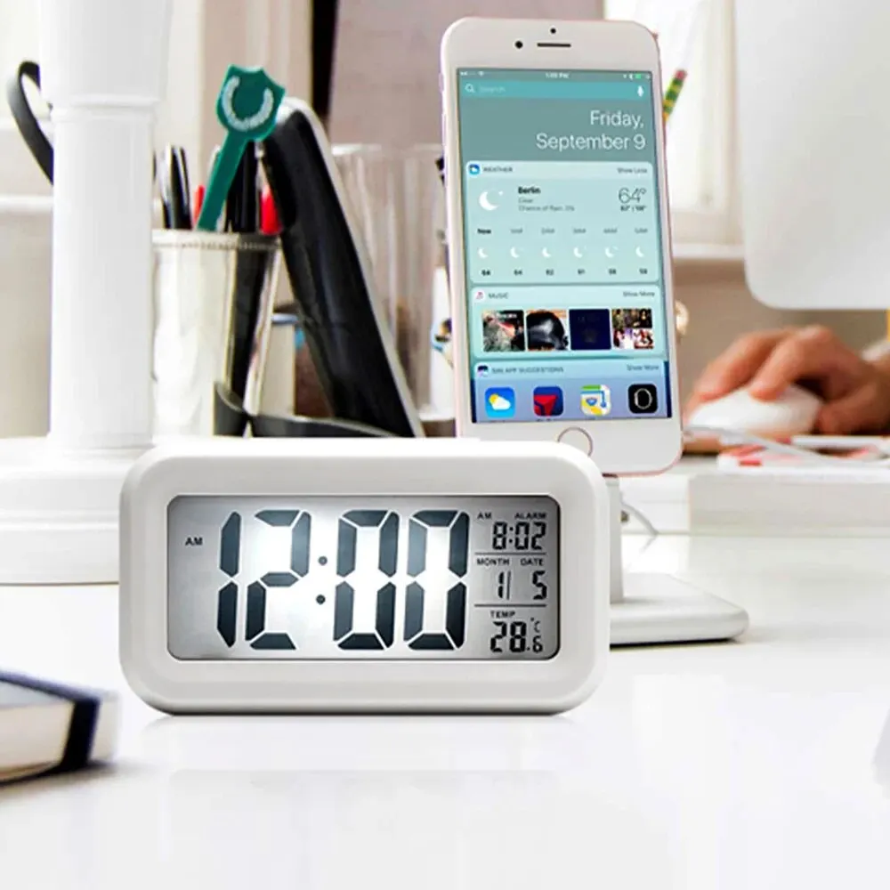 LED Digital Alarm Clock Backlight Snooze Data Time Calendar Desktop Multifunction Electronic Backlight Table Clock