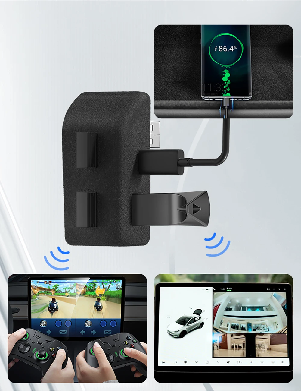 YZ For Tesla Model 3 Y Highland Juniper 2021-2025 Glove Box Flocking USB HUB Adapter Quick Charger Car Accessories