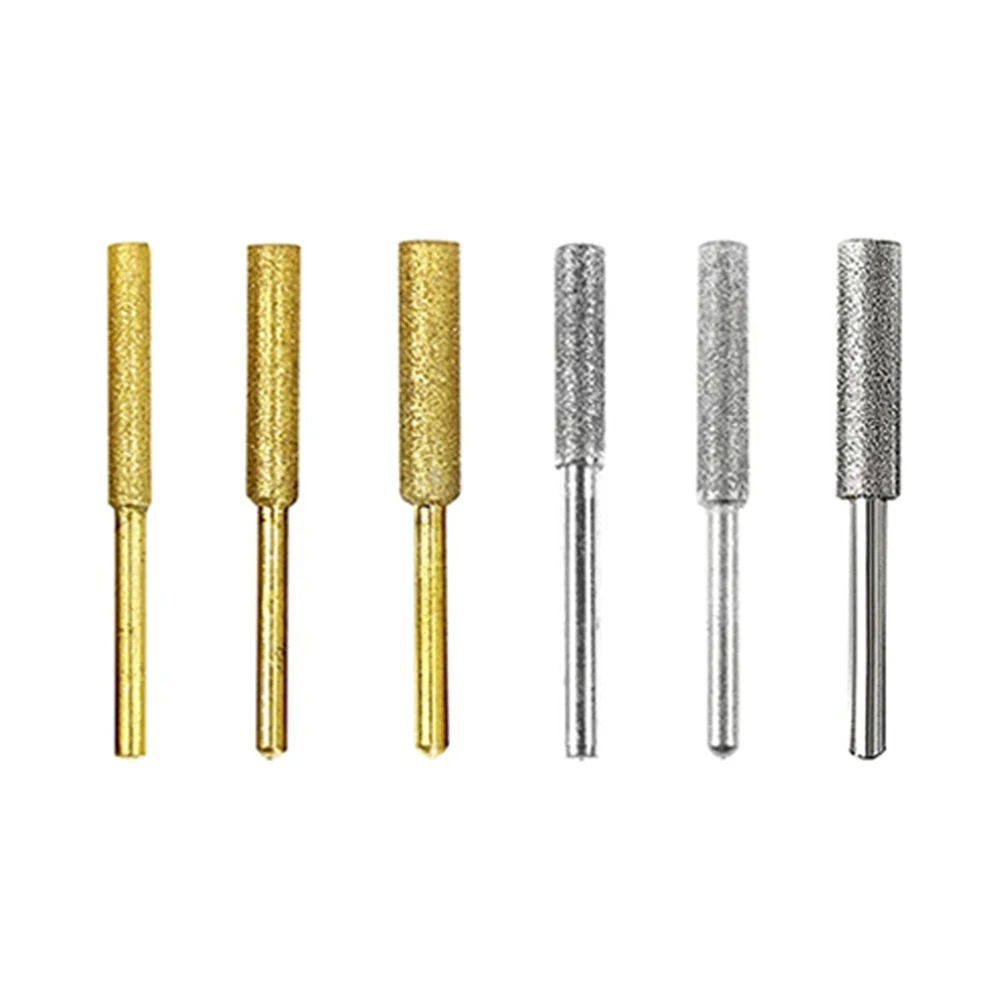 6pcs Chainsaw Sharpener 4/4.8/5.5mm Diamond Coated Cylindrical Burr Chain Saw Sharpening Grinding Head