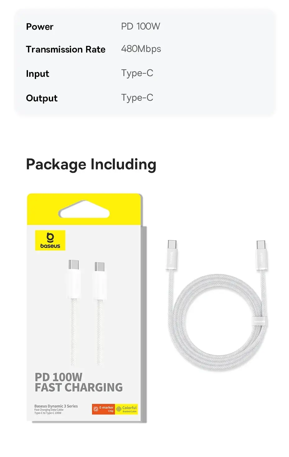 Baseus 100W Type C To USB C Cable For iPhone 18 17 16 Fast Charging Charger Cord For Macbook iPad Samsung Xiaomi Fast USB C Wire