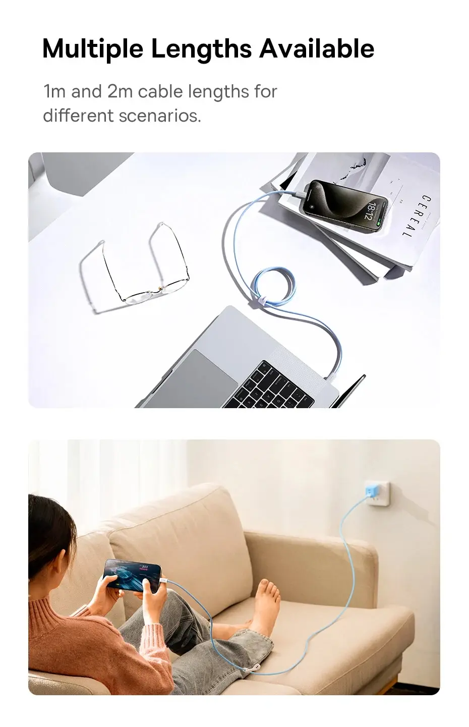 Baseus 100W Type C To USB C Cable For iPhone 18 17 16 Fast Charging Charger Cord For Macbook iPad Samsung Xiaomi Fast USB C Wire