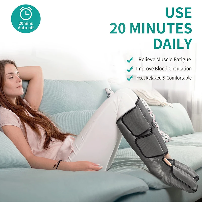 Nekteck Leg Massager Air Compression Calf Wraps Air Pressure Massage for Blood Circulation and Relaxation Lymphatic Drainage