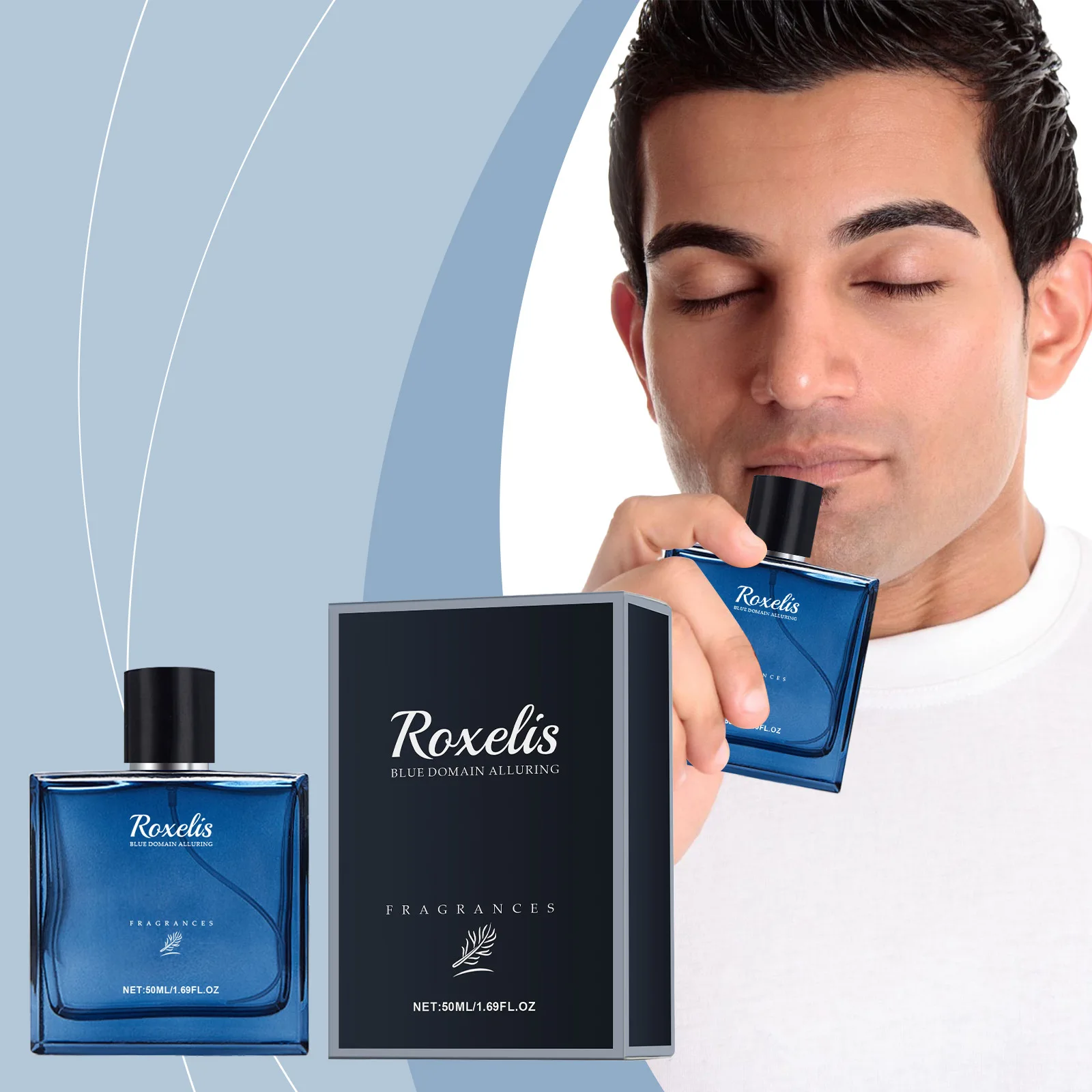 Roxelis 50ml Charmig Cologne Perfume Spray Men's Blue Domain Fragrance Lasting Scent Pheromone Flirting Romantic Dating Perfume