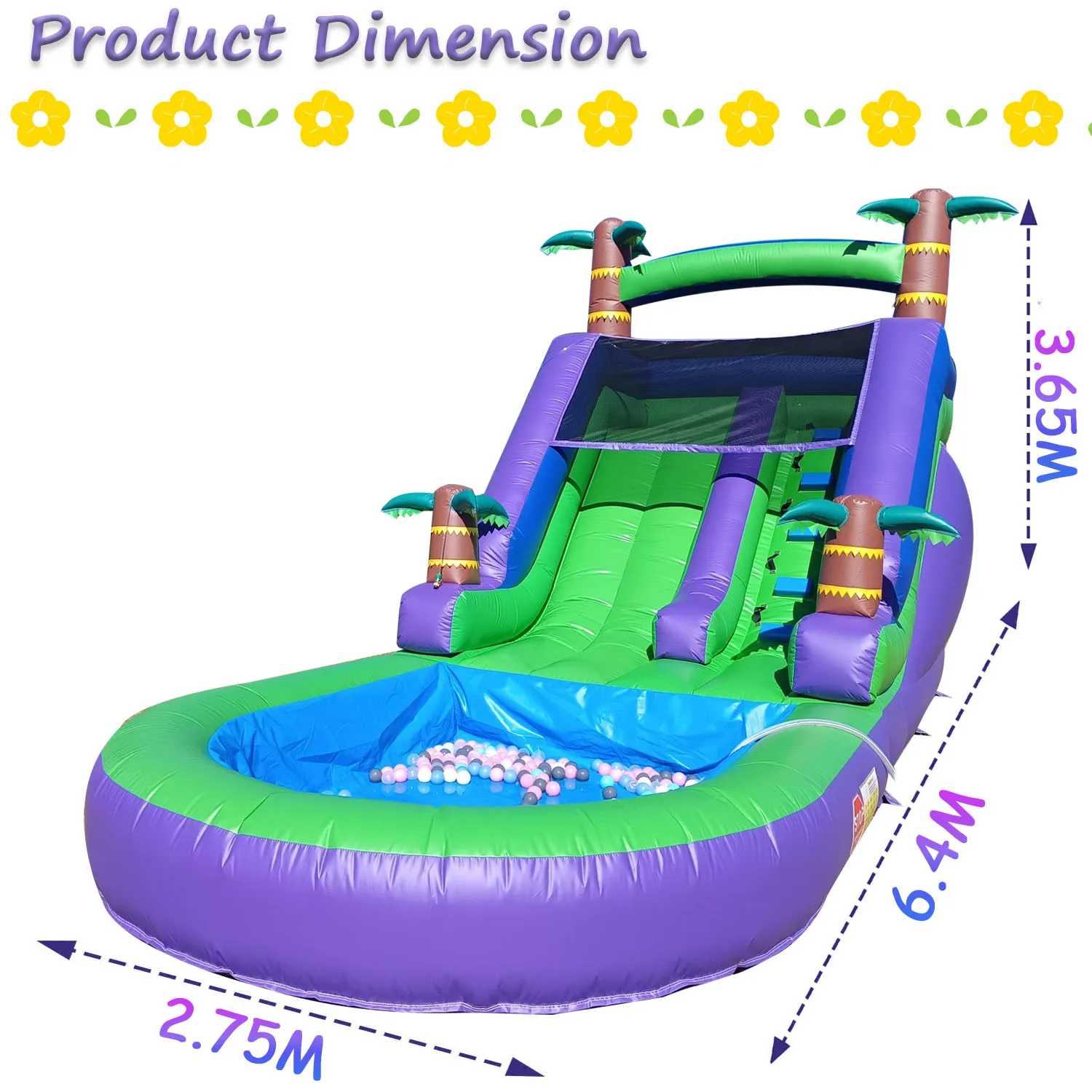 Inflatable water slide, Commercial Bounce House with Water Slide PVC and a 1100W Air blower 21ft/6.4M