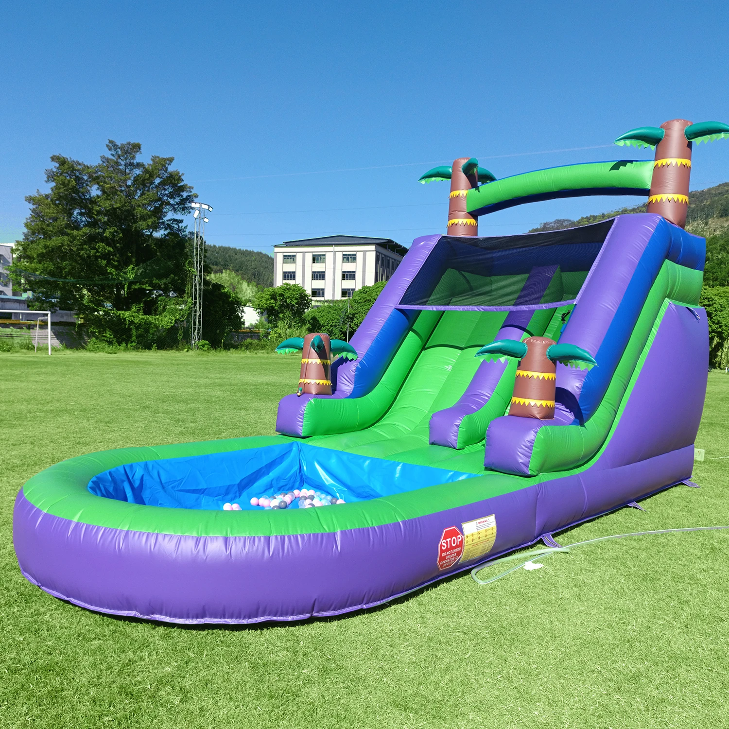 Inflatable water slide, Commercial Bounce House with Water Slide PVC and a 1100W Air blower 21ft/6.4M