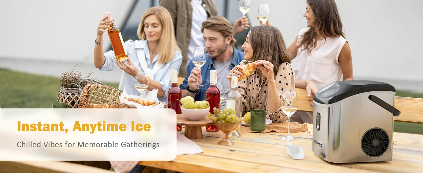 Vividmoo Nugget Ice Maker Countertop, Self-cleaning Sonic Portable, Soft Chewable Pebble Ice in 5 Mins with Ice Scoop and Basket