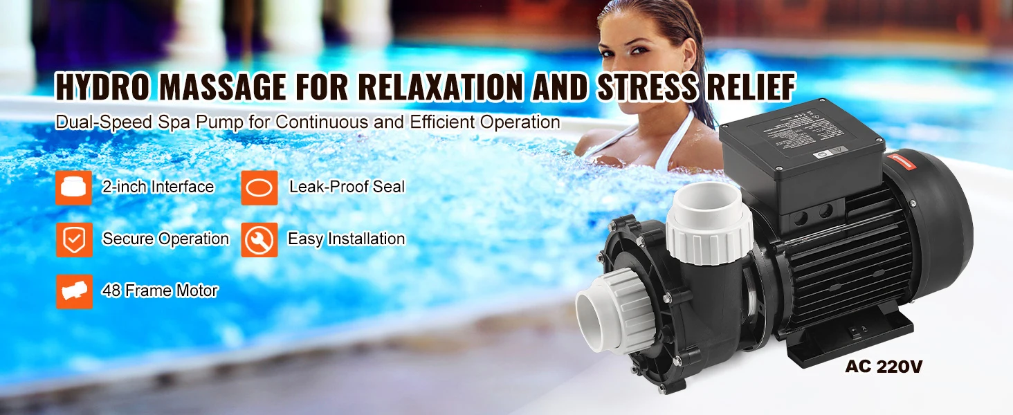 SucceBuy 2 Speed SPA Pump 48/56-Frame AC110-120V SPA Pump 1.5HP/3HP/4HP High Speed 2'' Port 90° Rotational Interface for Hot Tub