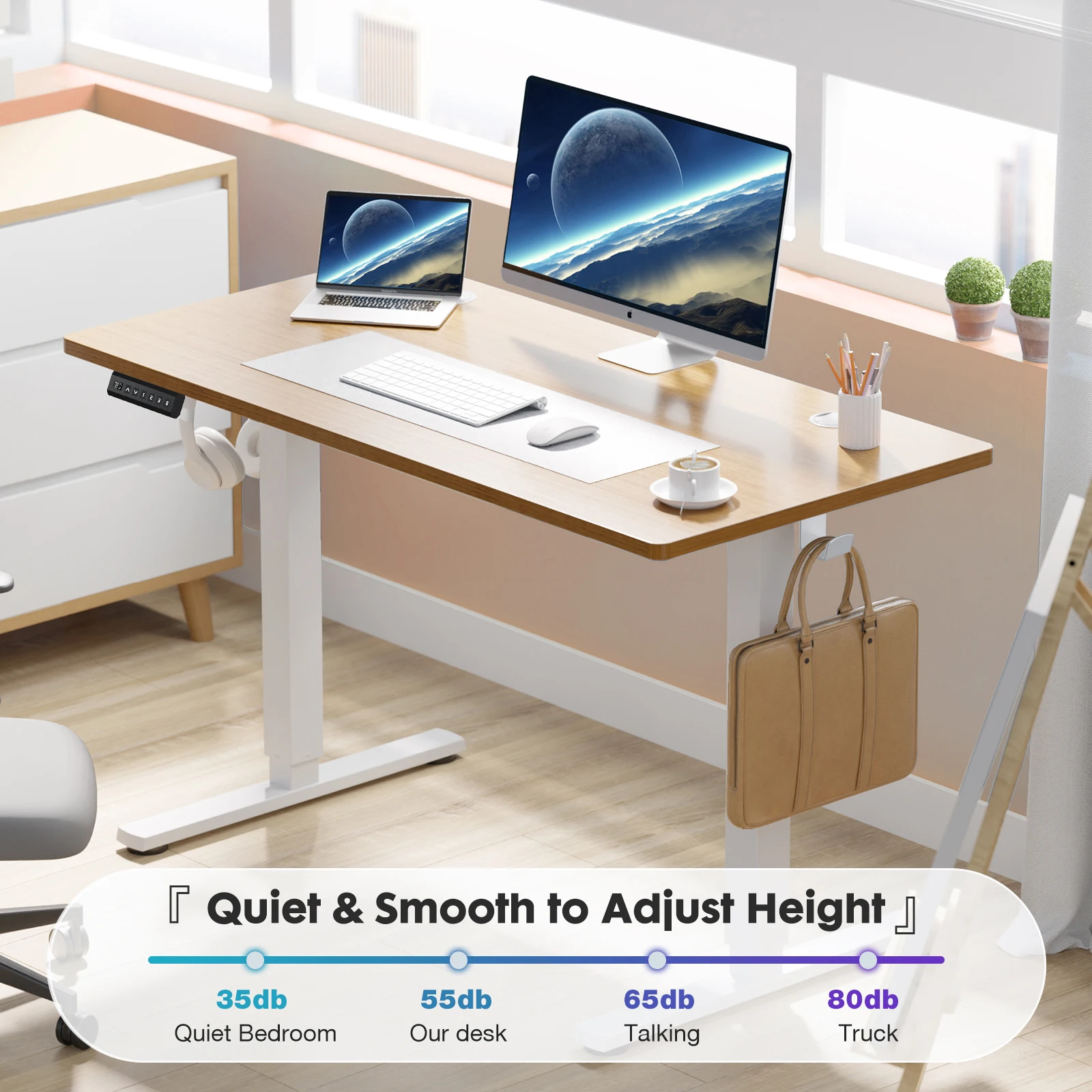 JHK Electric Standing Desk Height Adjustable 40x24 Inch Stand Up Sit Stand Computer Desk Workstation Ergonomic Work Table