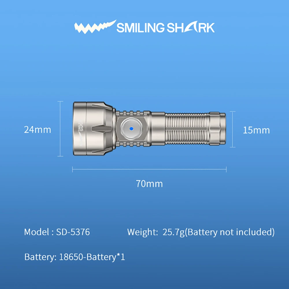 1pc Smiling Shark SD-5376-1 LED Flashlight, Super Bright Handheld Flashlight, Long-lasting Flash Light Rechargeable for Outdoors