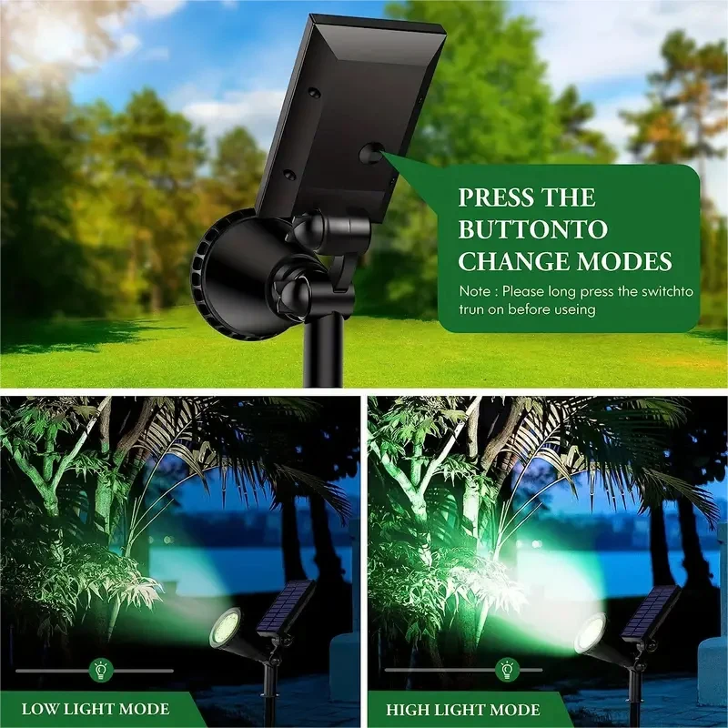 2PC Solar Landscape Spotlight Solar Garden Spotlight for Outside Intelligent Light Control IP44 Waterproof Solar Panels 500mah