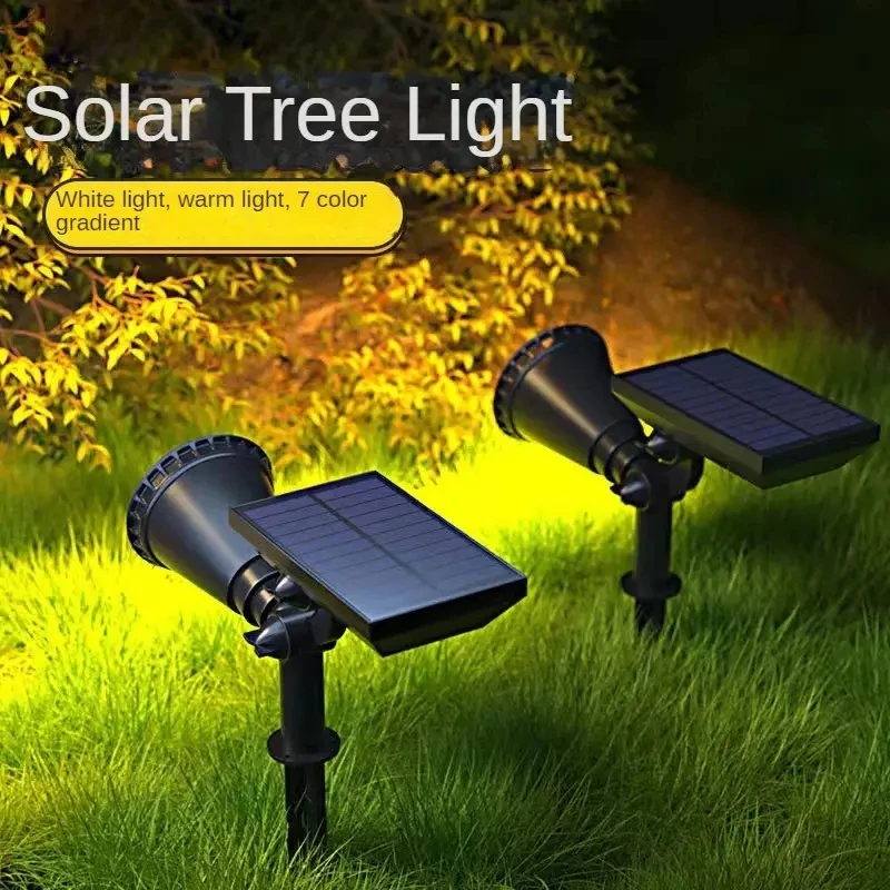 2PC Solar Landscape Spotlight Solar Garden Spotlight for Outside Intelligent Light Control IP44 Waterproof Solar Panels 500mah