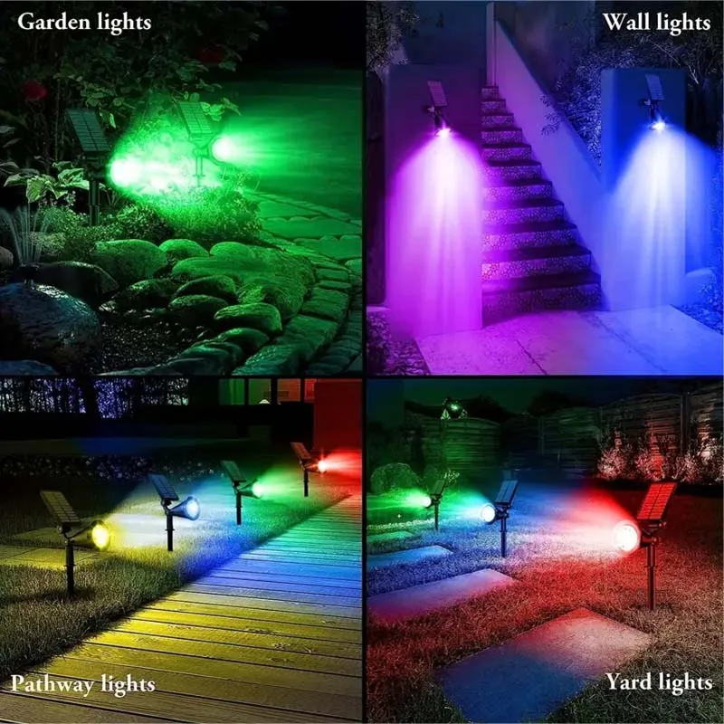 2PC Solar Landscape Spotlight Solar Garden Spotlight for Outside Intelligent Light Control IP44 Waterproof Solar Panels 500mah