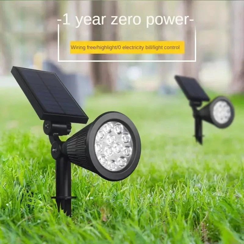 2PC Solar Landscape Spotlight Solar Garden Spotlight for Outside Intelligent Light Control IP44 Waterproof Solar Panels 500mah