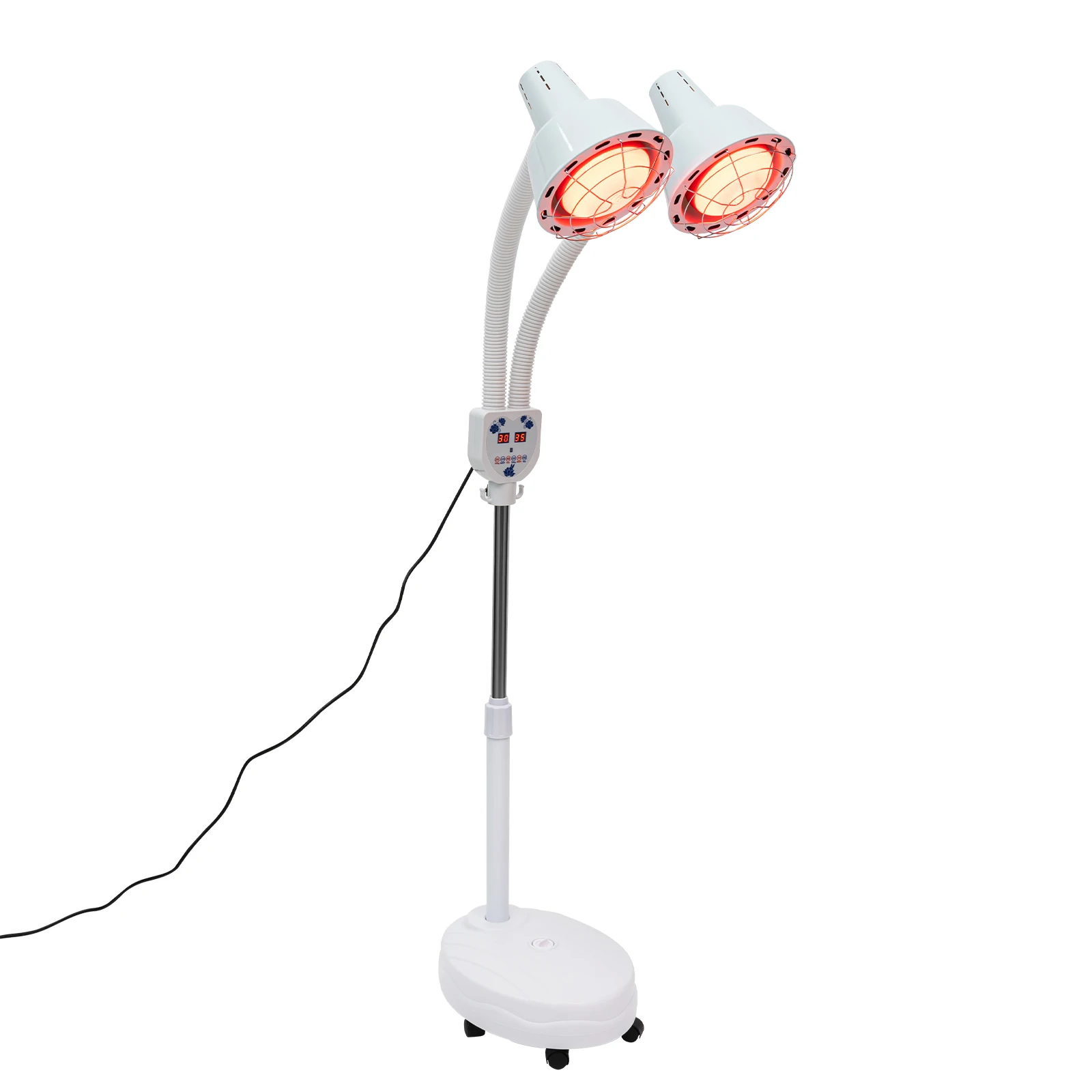 YIYIBYUS 275 W Double head Electric Infrared Therapy Lamp 360° Adjustable Temperature Heat Lamp with 6 Universal Wheels