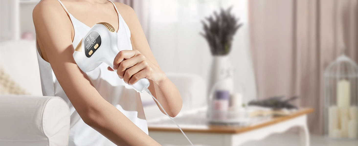 IPL Hair Laser Removal with Cooling Function Home Device 999900 + Flashes 18.5j Pulsed Light Epilator for Armpits/Body/Men/Women