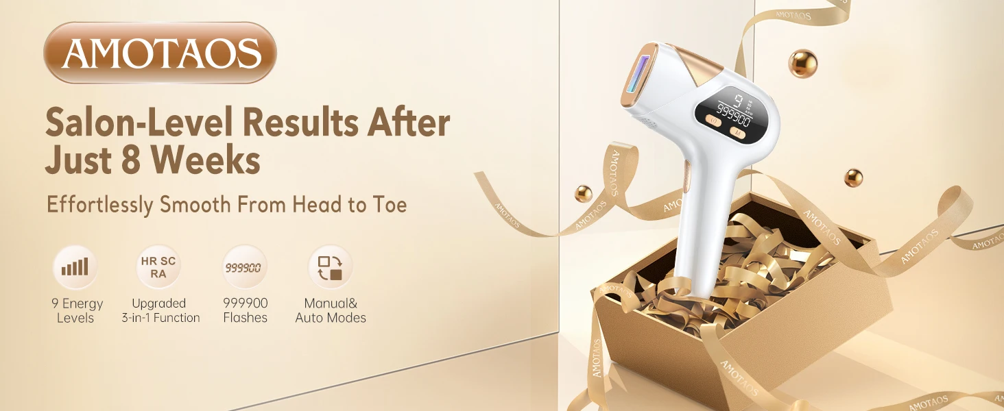 IPL Hair Laser Removal with Cooling Function Home Device 999900 + Flashes 18.5j Pulsed Light Epilator for Armpits/Body/Men/Women