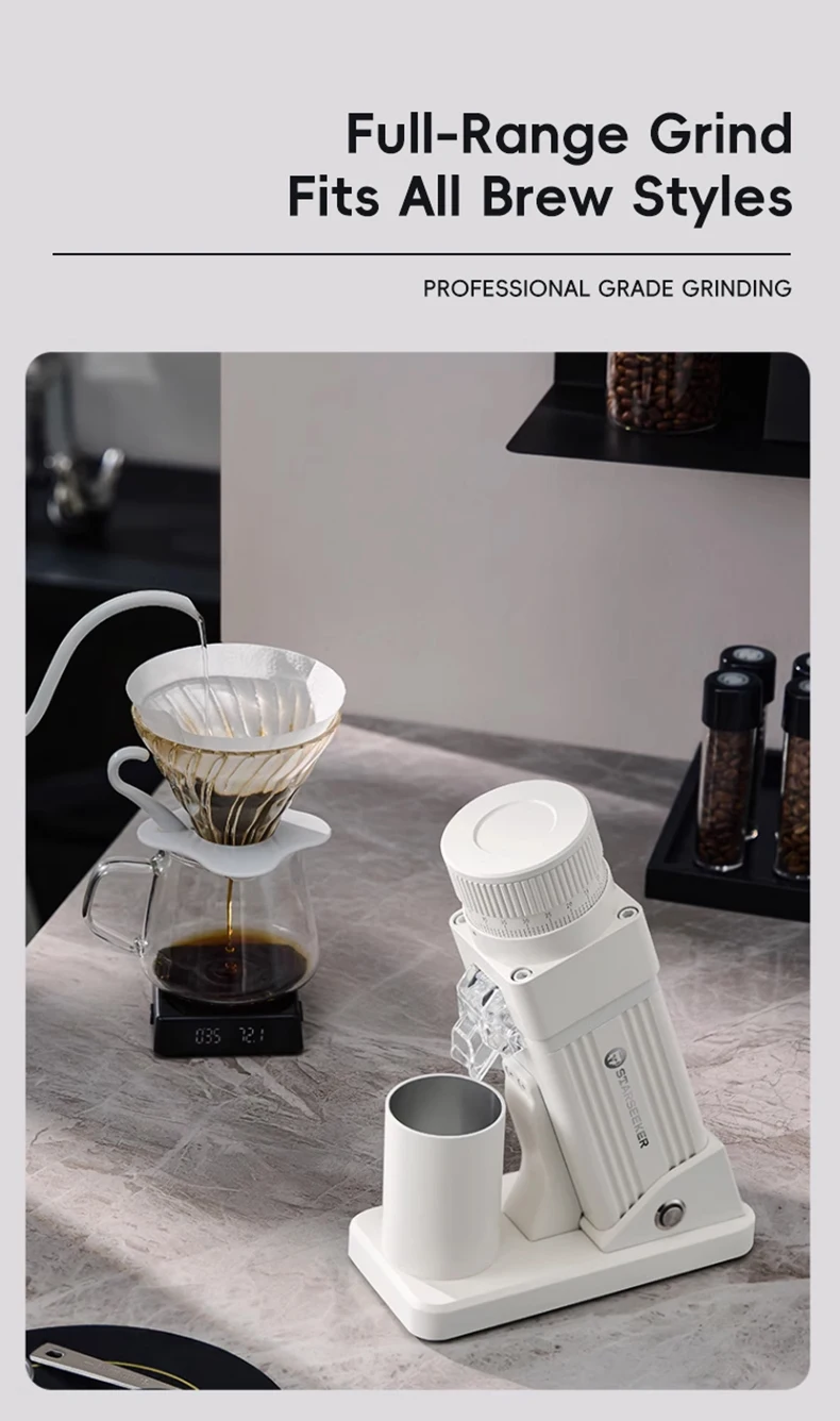STARSEEKER E55Pro Electric Coffee Grinder 55MM Titanium Cone Burr Stepless Adjustment Espresso Brew Coffee Bean Grinder Black