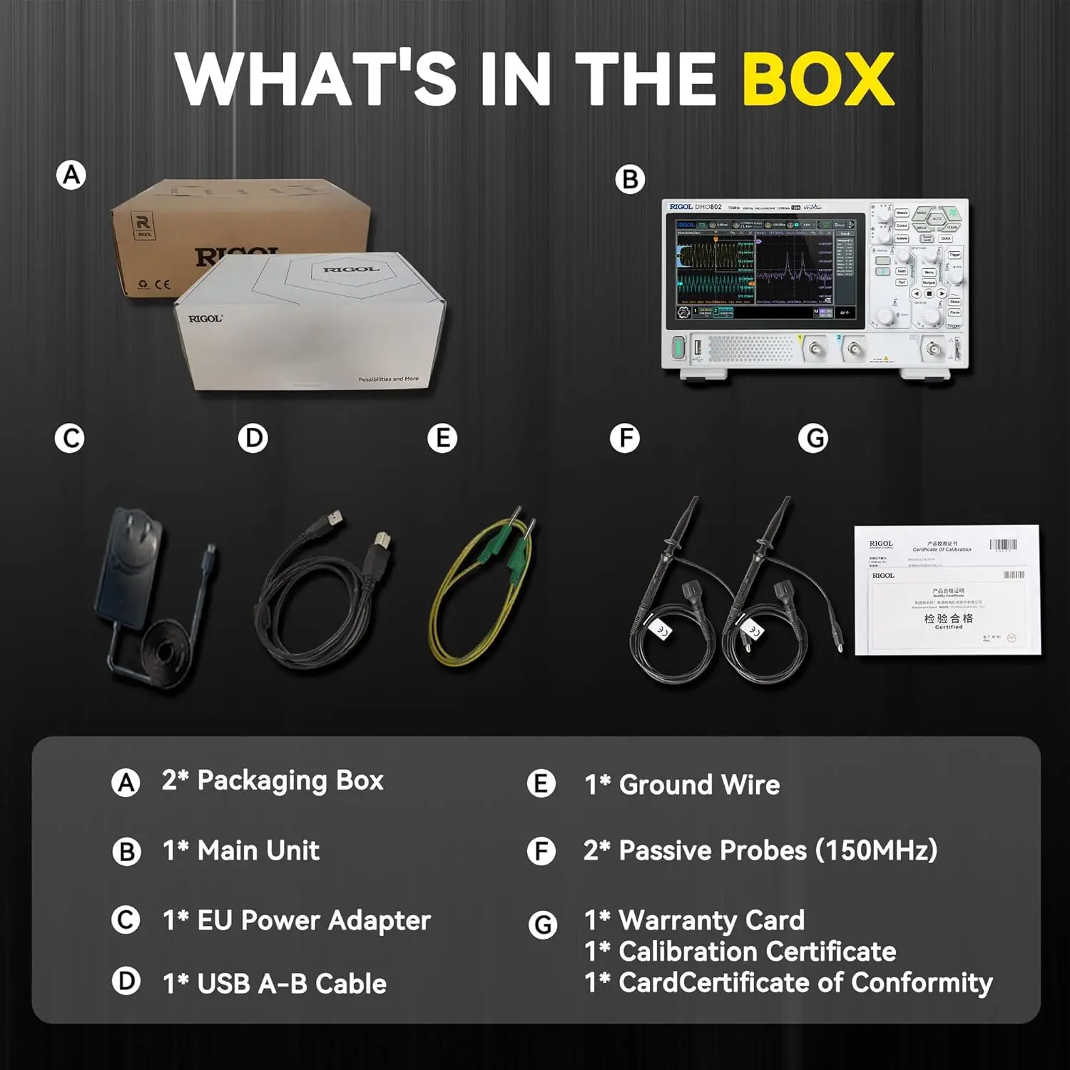 Digital Oscilloscope DHO804 70MHz Frequency Band + 12-bit Vertical Resolution + Maximum 1.25 GSa/s Sample Rate + 1000,000