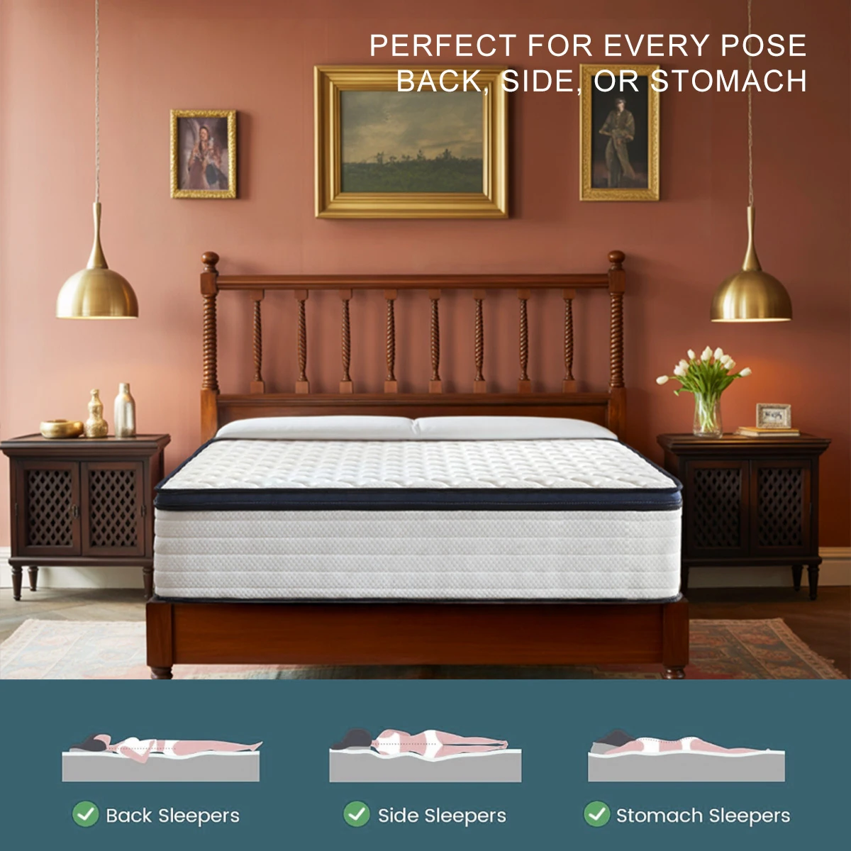10/12/14 Inch Queen Size Mattress, Hybrid Mattress, Medium Firm for Pressure Relief, Cool Sleep & Partner Motion Isolation