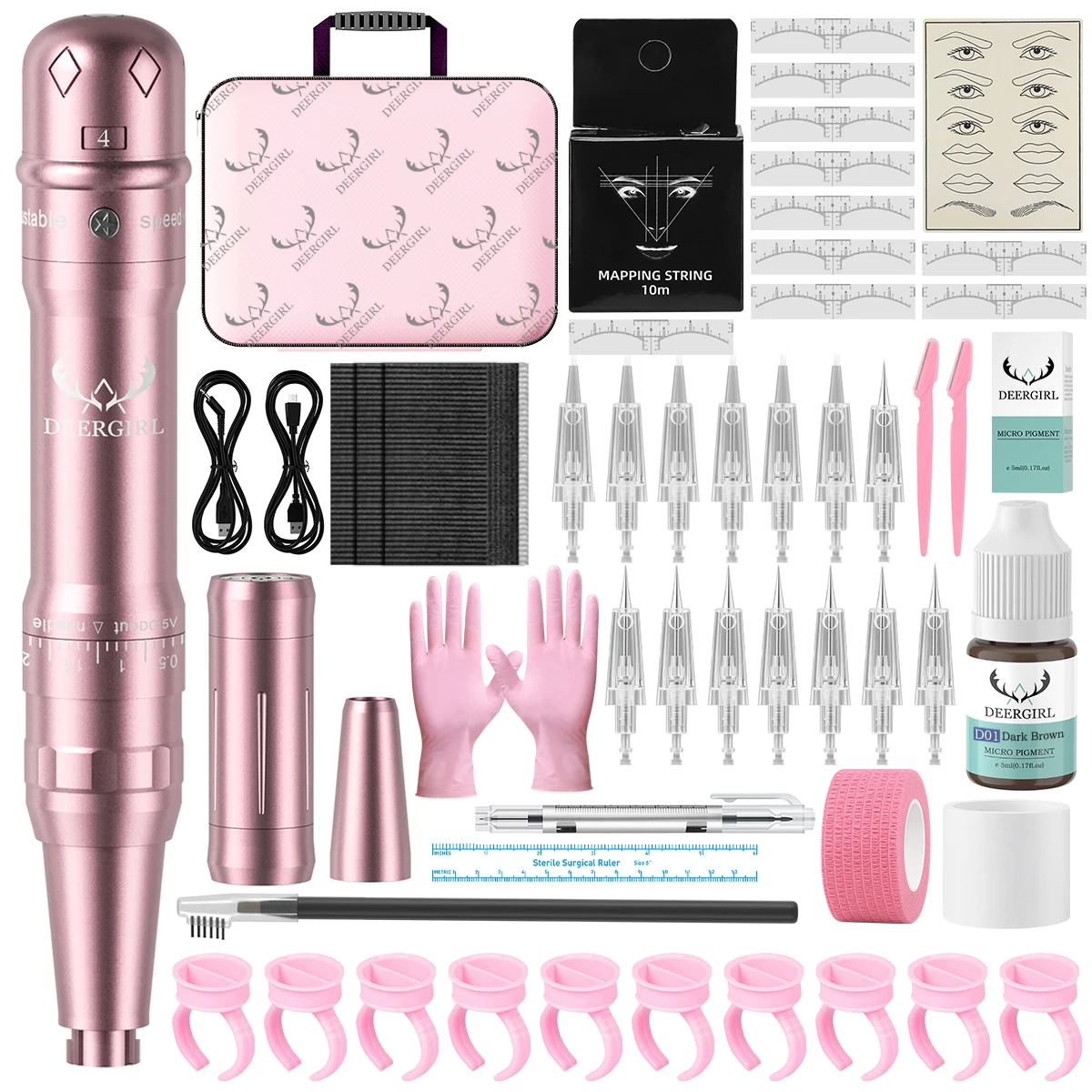 DM Wireless Permanent Makeup Machine Kit Micropigmentation Microblading Pen Eyebrow Tattoo Kit With Ink 15PCS Eyebrow Needles