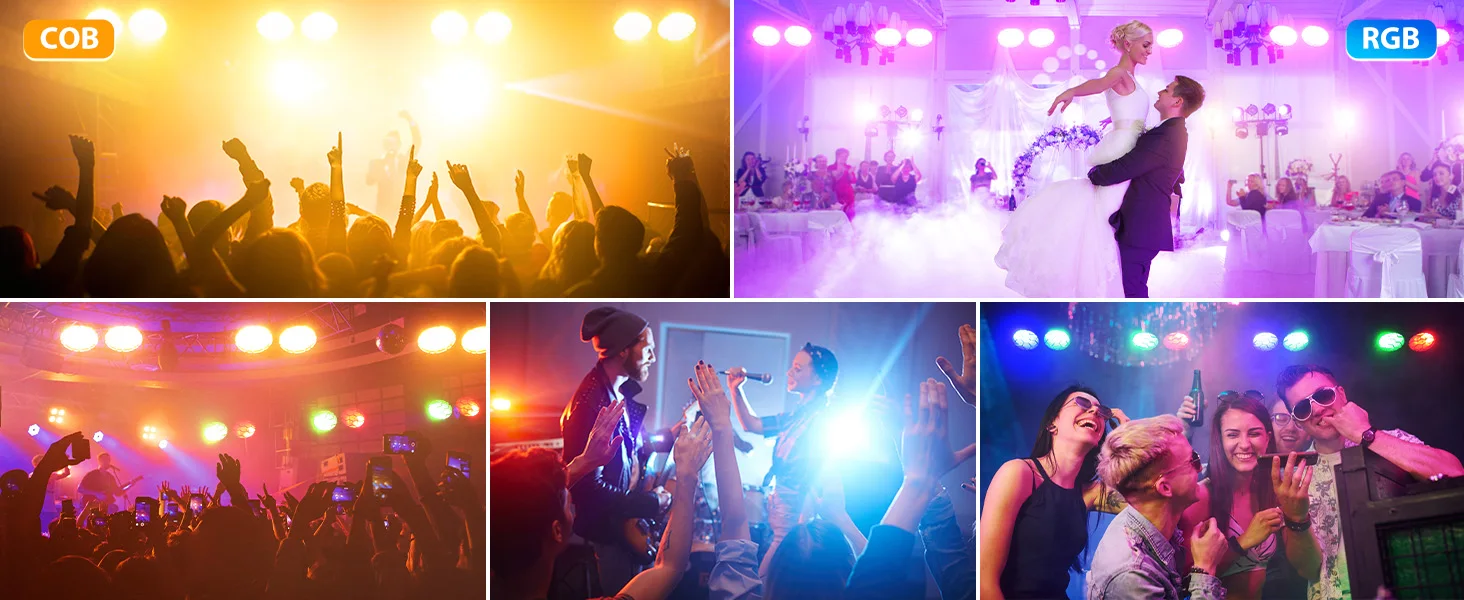 Datewink 1/2Pcs 200W COB RGB LED Par Lights Cool&Warm White Audience Strobe Stage Light DMX For DJ Disco Party Wedding Nightclub