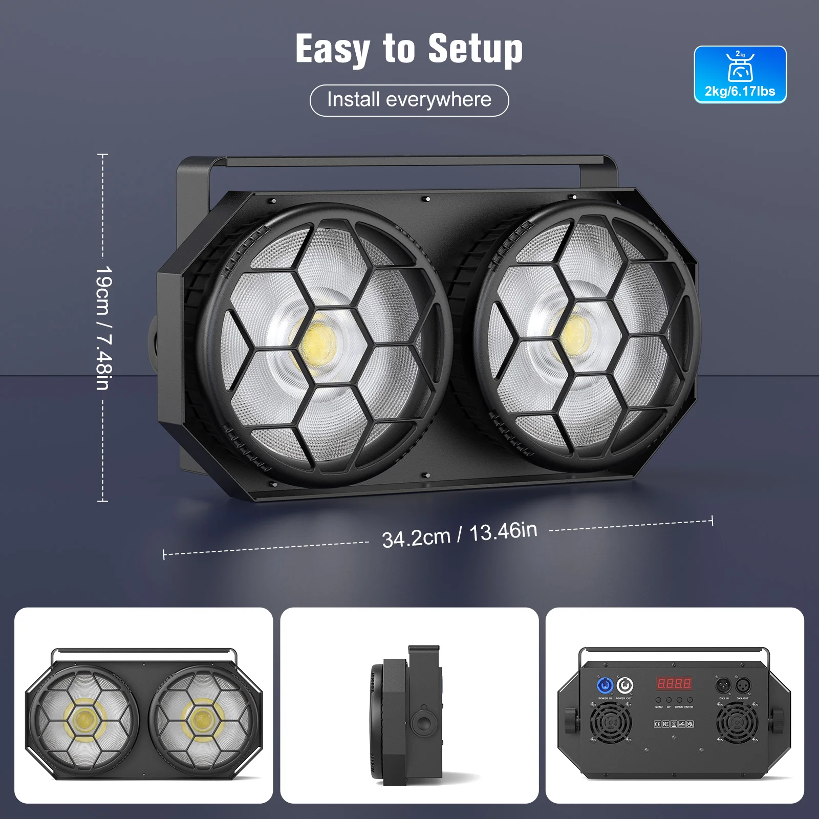 Datewink 1/2Pcs 200W COB RGB LED Par Lights Cool&Warm White Audience Strobe Stage Light DMX For DJ Disco Party Wedding Nightclub