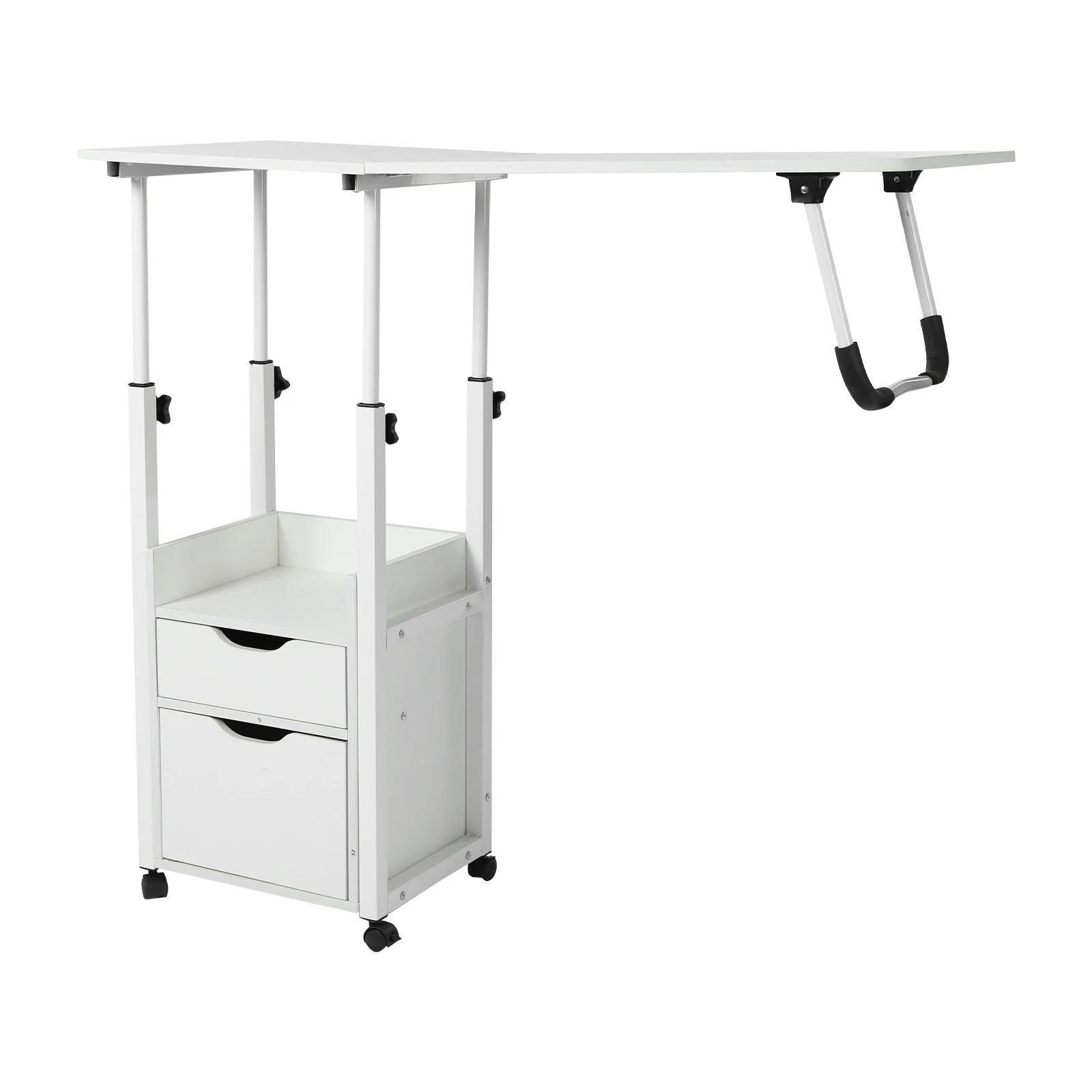 Movable Bedside Table Warp-Proof OverBed Desk Height Adjustable EASY Cleaning Multi-Function Bed Table for Bedrooms/Dormitories