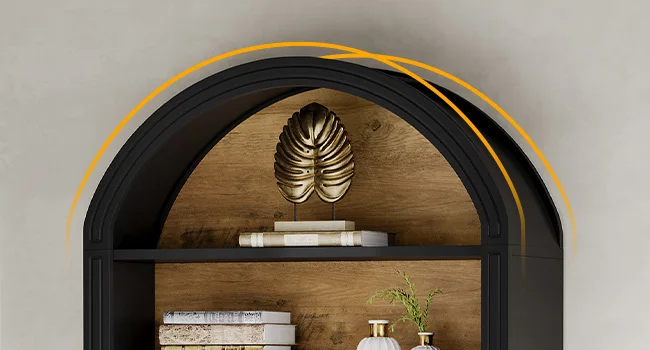 Modern Arched Bookcase with Storage, 8-Tier Floor Standing Open Display Shelving Unit for Living Room, Bedroom, Home Office