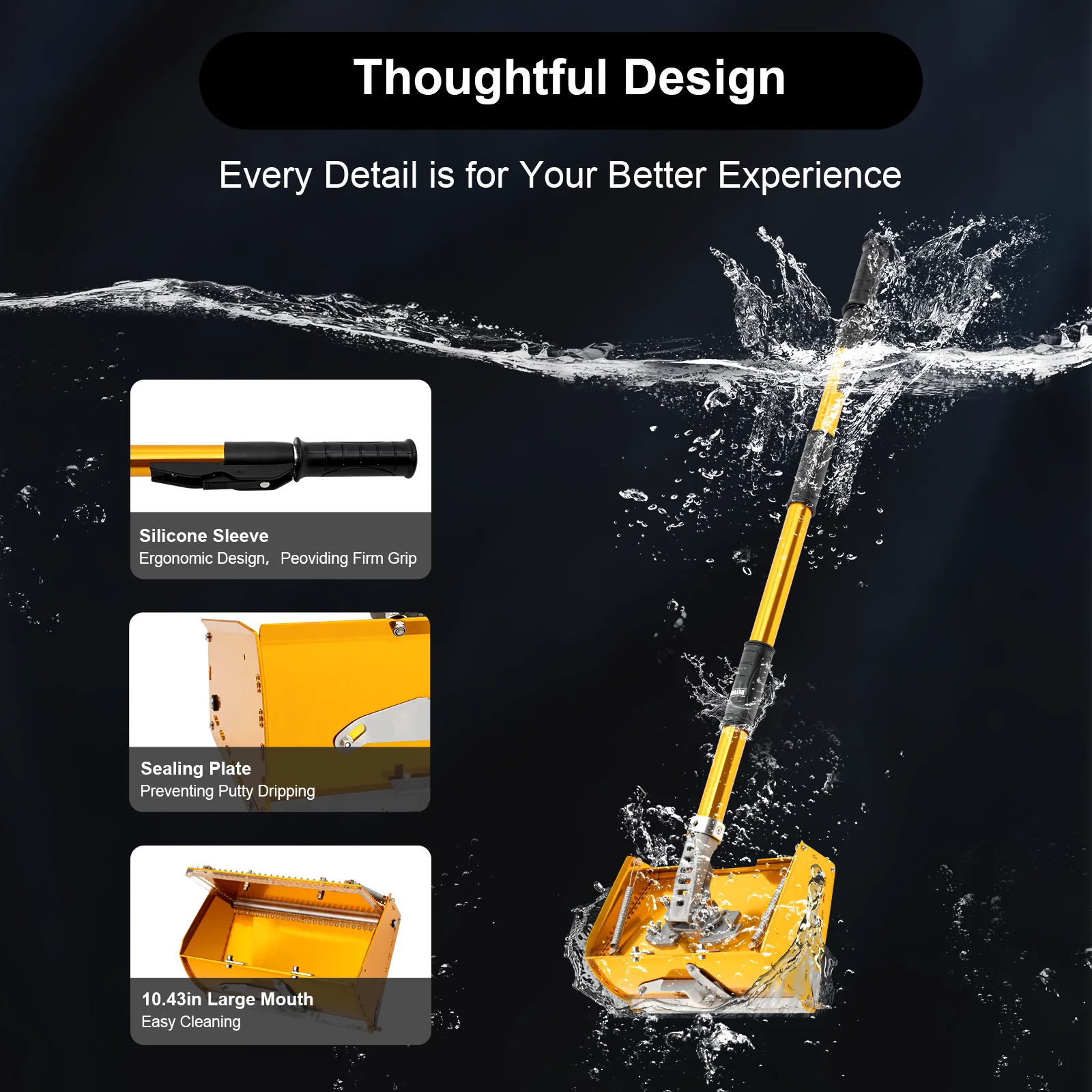 Hand Putty Finishing Trowel, Drywall Flat Finishing Box Tool, Putty Smoother, 26.5cm House Walls or Ceilings Decorating