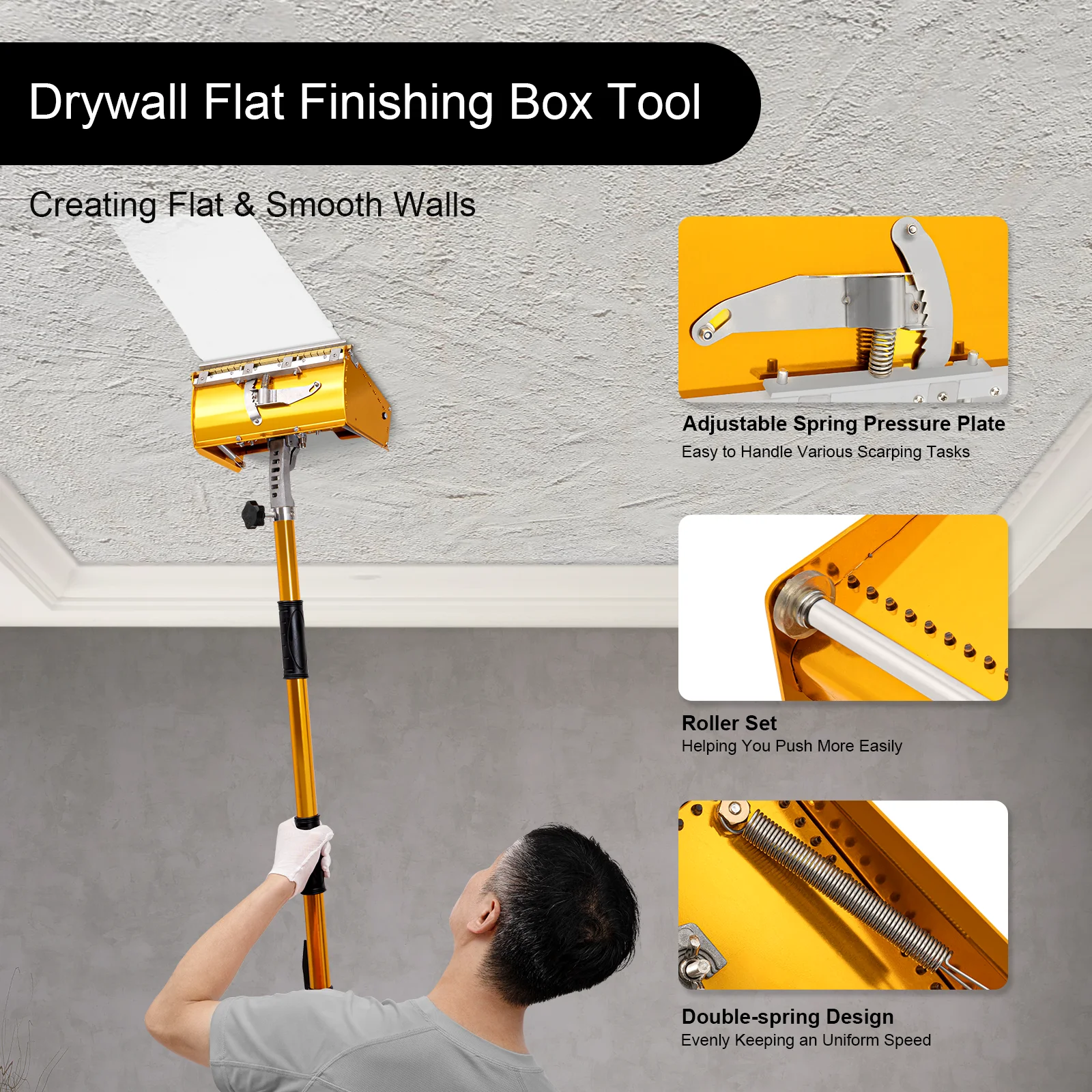 Hand Putty Finishing Trowel, Drywall Flat Finishing Box Tool, Putty Smoother, 26.5cm House Walls or Ceilings Decorating